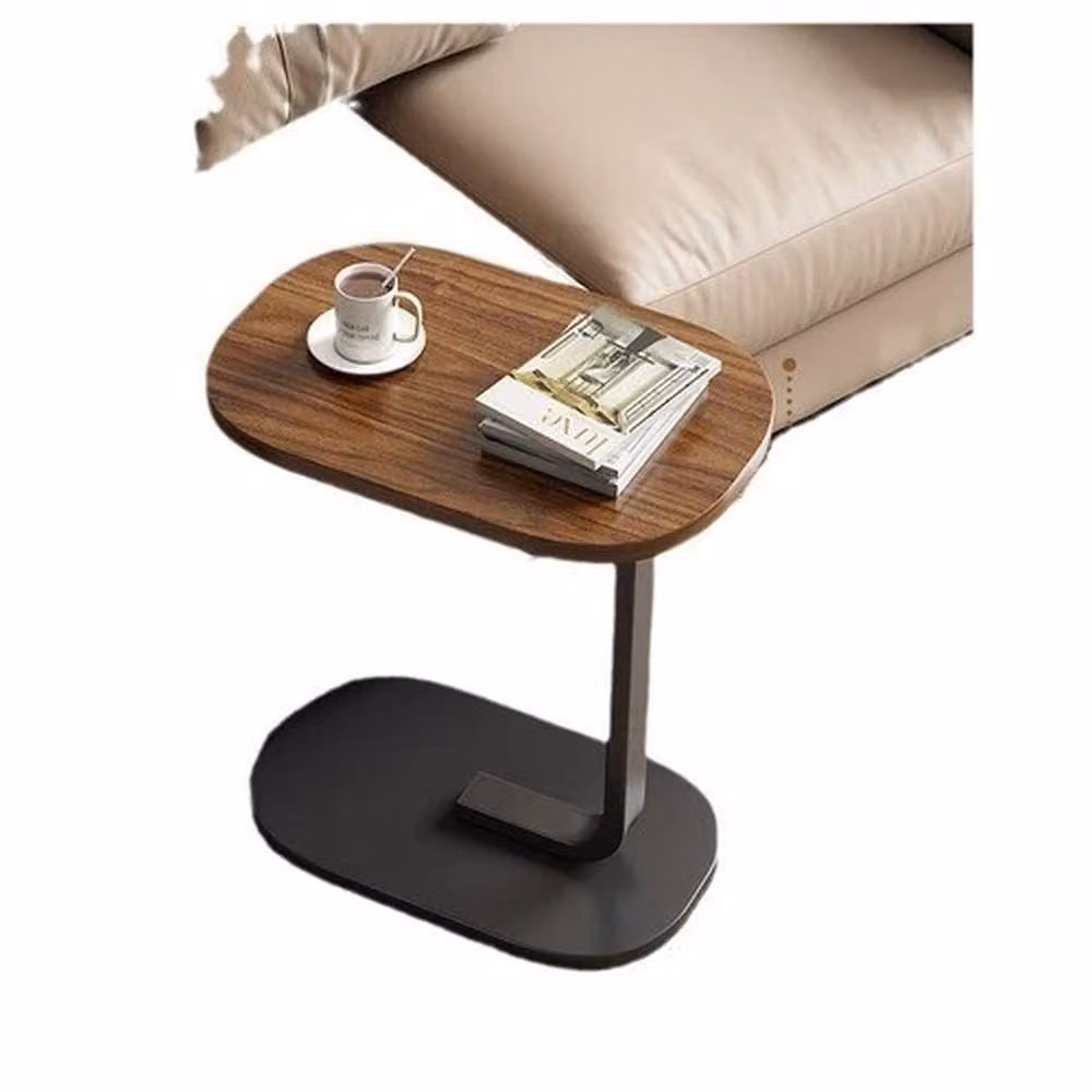 SPETLEK C Shaped Side Table in Brown Walnut Wood and Metal – 2