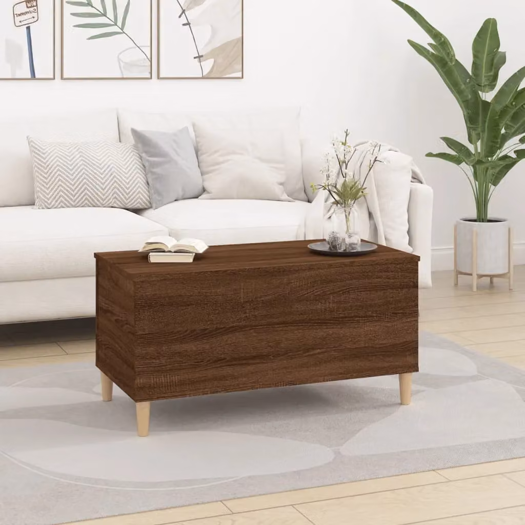 Berkfield Home Brown Oak Coffee Table with Lift Mechanism, W: 90 cm, D: 44.5 cm, H: 45 cm – 1
