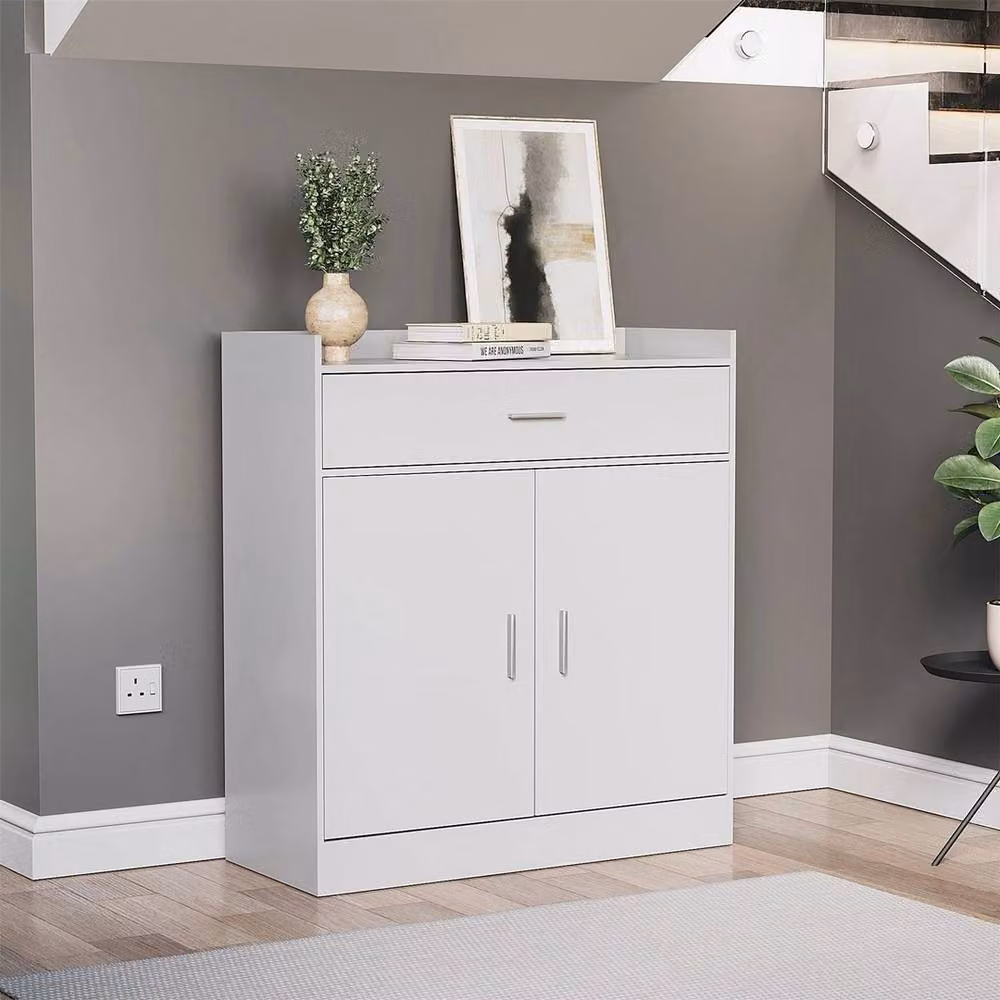 FORGEVIO White Shoe Storage Cabinet with 2 Doors and 1 Drawer – 2