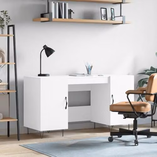 vidaXL Computer Desk with Storage Compartment in White Engineered Wood – 2