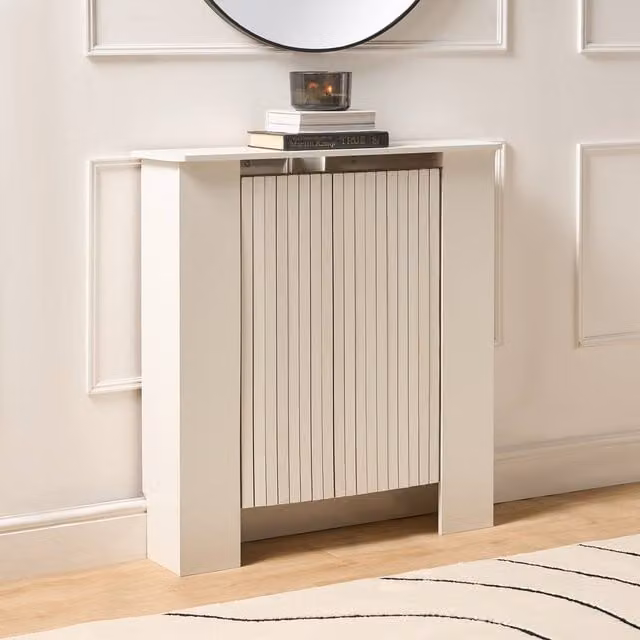 OHS Ribbed Small Radiator Cover in White Matt MDF, W/D/H: 82 x 19 x 78 cm