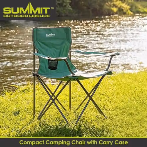 VFM e-Store Folding Camping Chair with Cup Holder and Carry Bag, Green, H 81 cm x W 51 cm x D 51 cm – 7