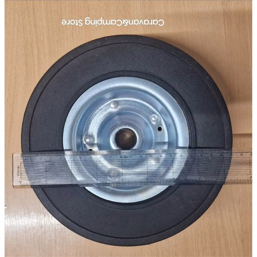 Nordara Heavy Duty Solid Jockey Wheel for Caravans, Trailers and Horseboxes, Black, Diameter: 220 mm, Width: 65 mm – 2
