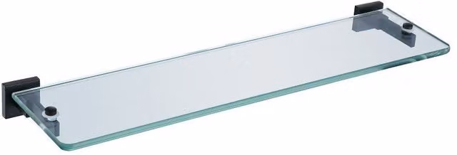 Nes Home Modern Matte Black Glass Wall Mounted Shelf with Brackets