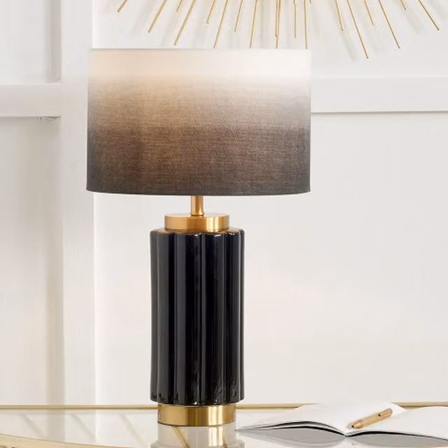 Pacific Lifestyle Art Deco Ceramic Table Lamp in Black and Gold