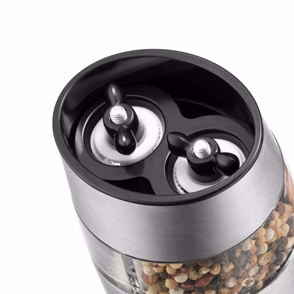 Bodum Twin 2-in-1 Salt and Pepper Grinder in Black with Ceramic and Stainless Steel Mill – 4