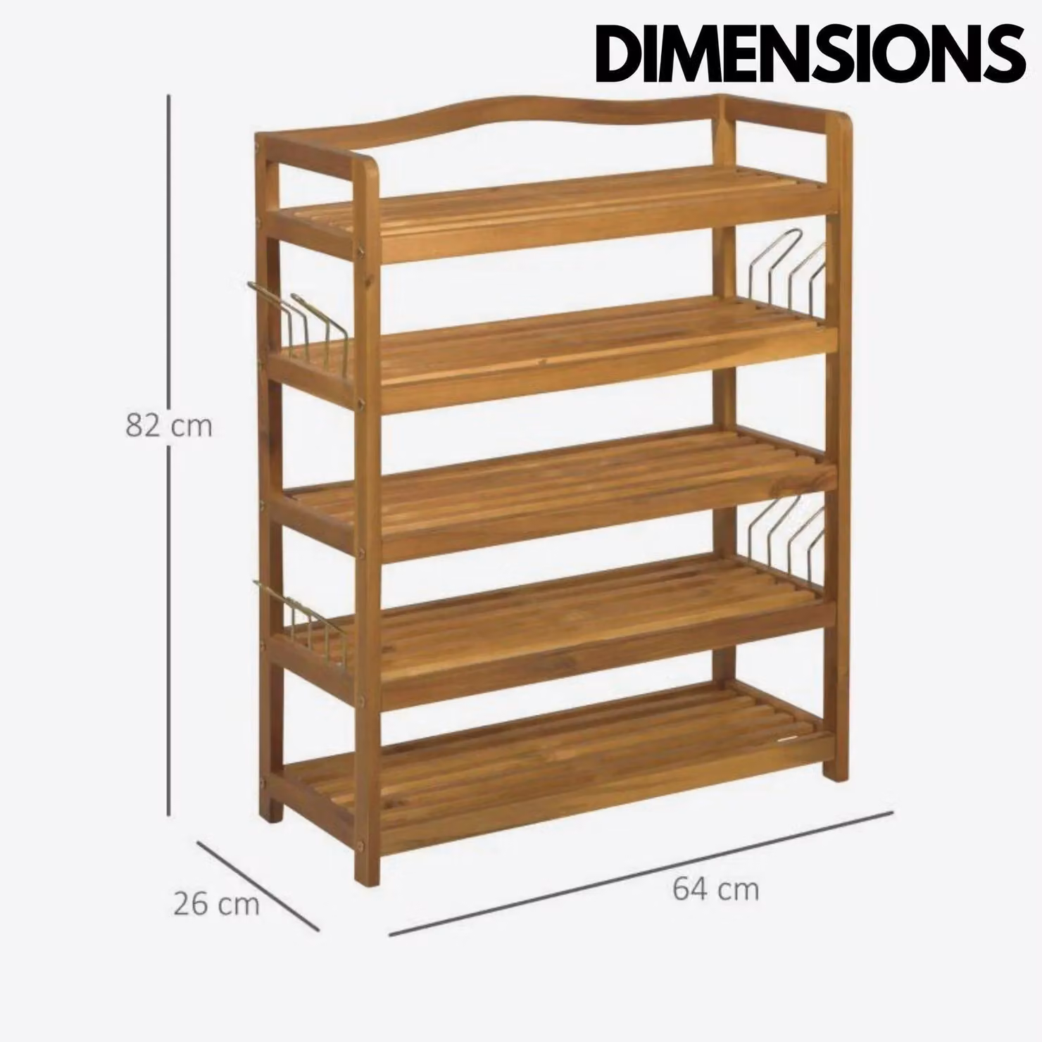 Rafaelo Mobilia 5 Tier Bamboo and Acacia Wood Shoe Rack in Brown – 3