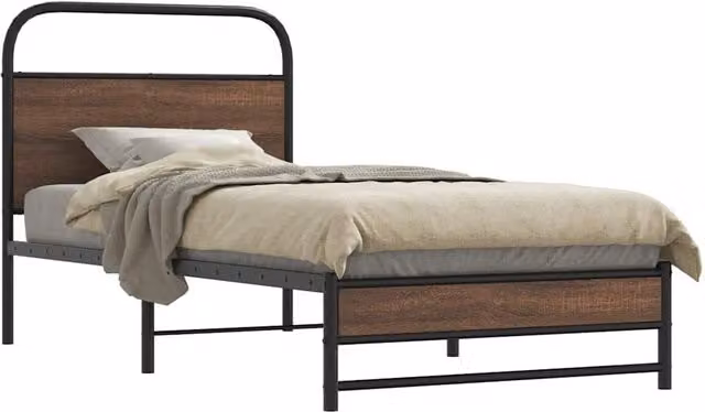 Berkfield Home Classic Bed Frame in Brown Oak, W/D/H: 90 x 190 cm