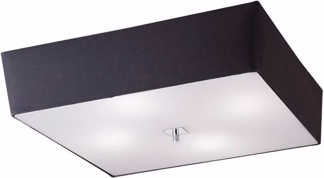 Netlighting Akira Square Flush Ceiling Light with 4 Black Glass Shades and Chrome Metal Finish