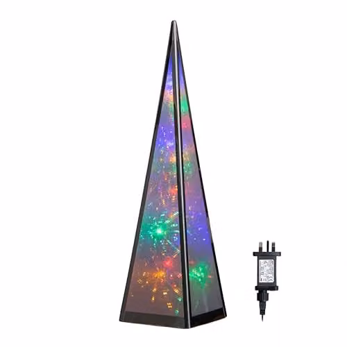 Samuel ALEXANDER 45cm Silver Light Up Holographic Christmas Pyramid Decoration with Multi-Coloured LEDs – 2