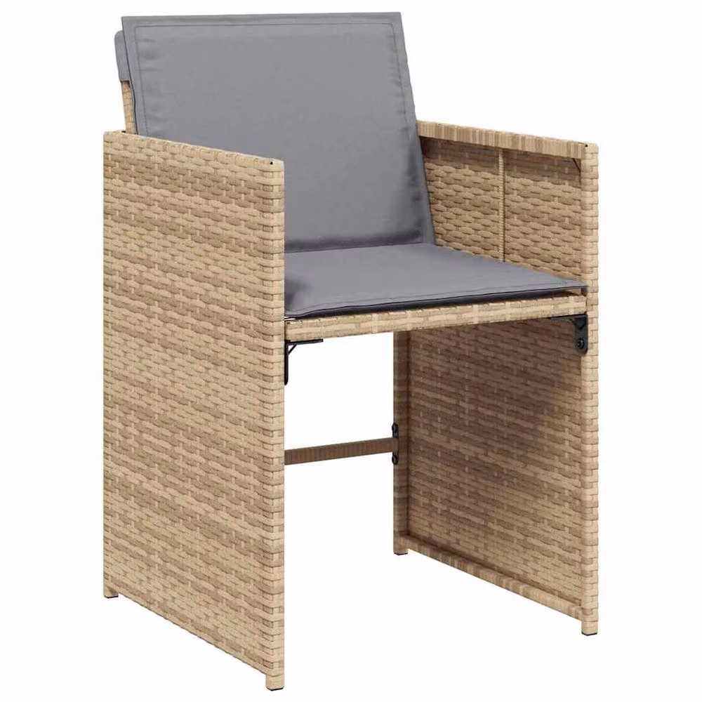 Berkfield Home 15 Piece Garden Dining Set with Beige Cushions in Mixed Poly Rattan – 3