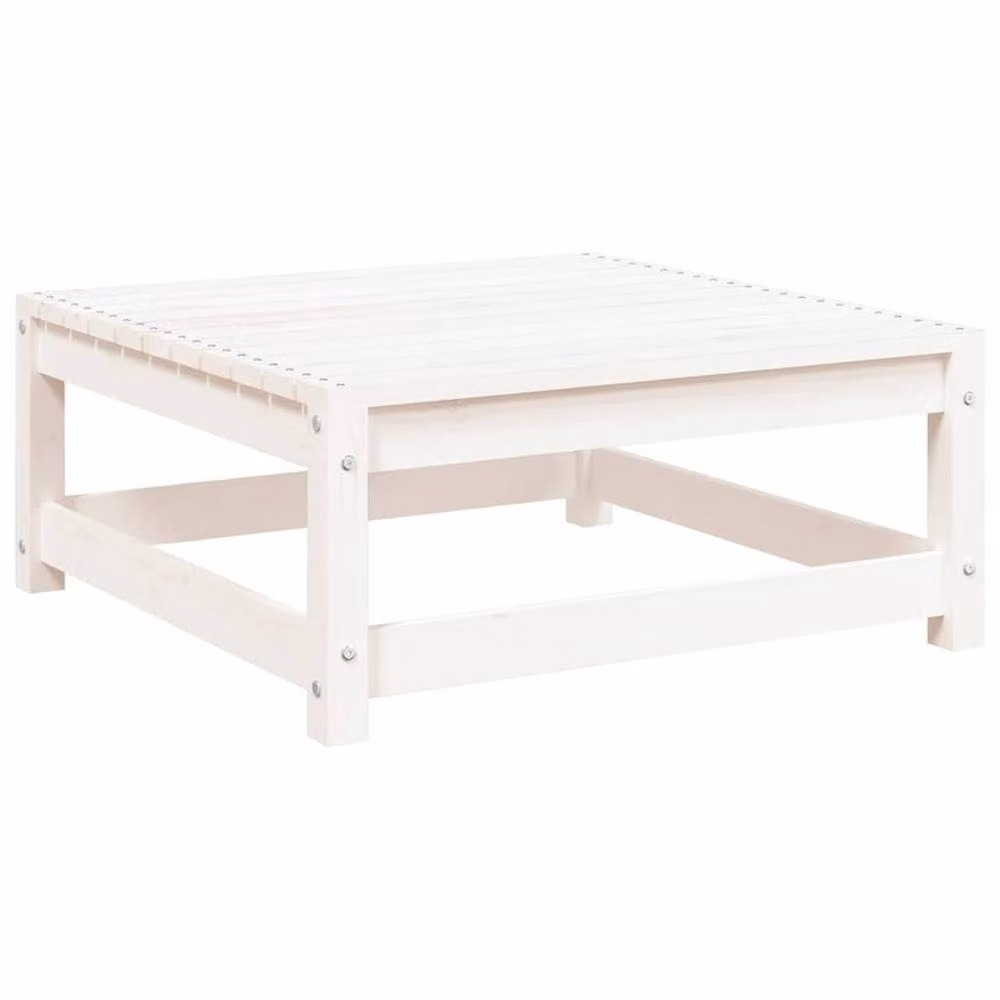Berkfield Home Beautiful Garden Footstool in White Solid Pine, W/D/H: 70 x 70 x 30 cm – 2