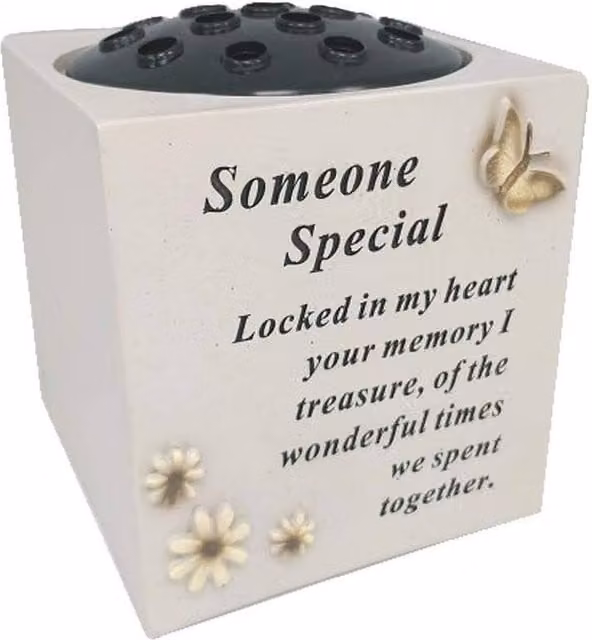 David Fischhoff Butterfly Memorial Vase in Cream, Black and White for Condolences – 1