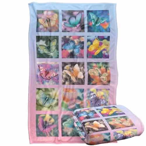 JQ Licensing Royce Mcclure Butterfly Boxes Silky Touch Super Soft Floral Throw Blanket, Multicolour, W: 91 cm, L: 147 cm – 1