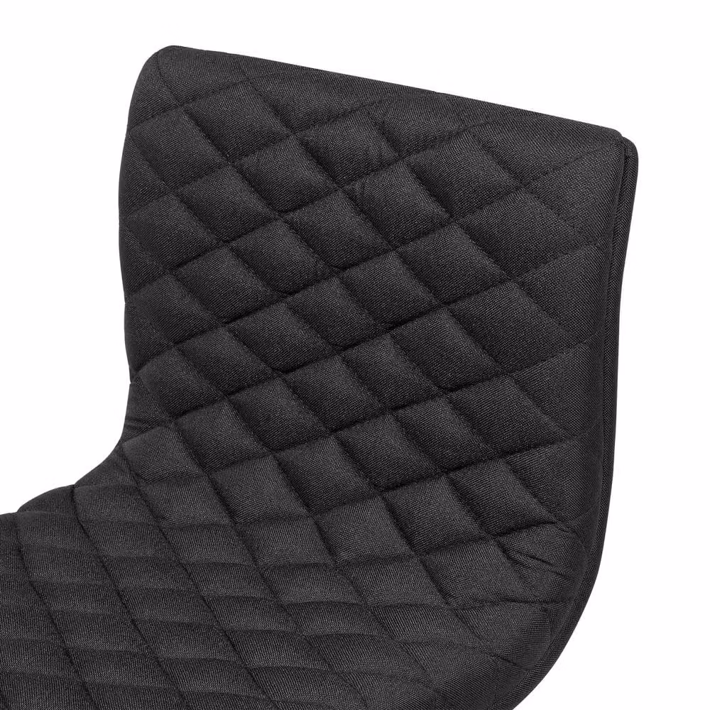 Wyld and Coco Set of 2 Black Quilted Fabric Gas Lift Swivel Bar Stools with Footrest – 3