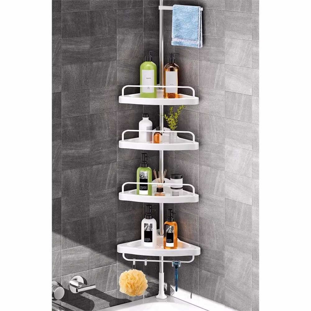Havendro Adjustable Corner Shower Caddy Storage Organizer in White – 3
