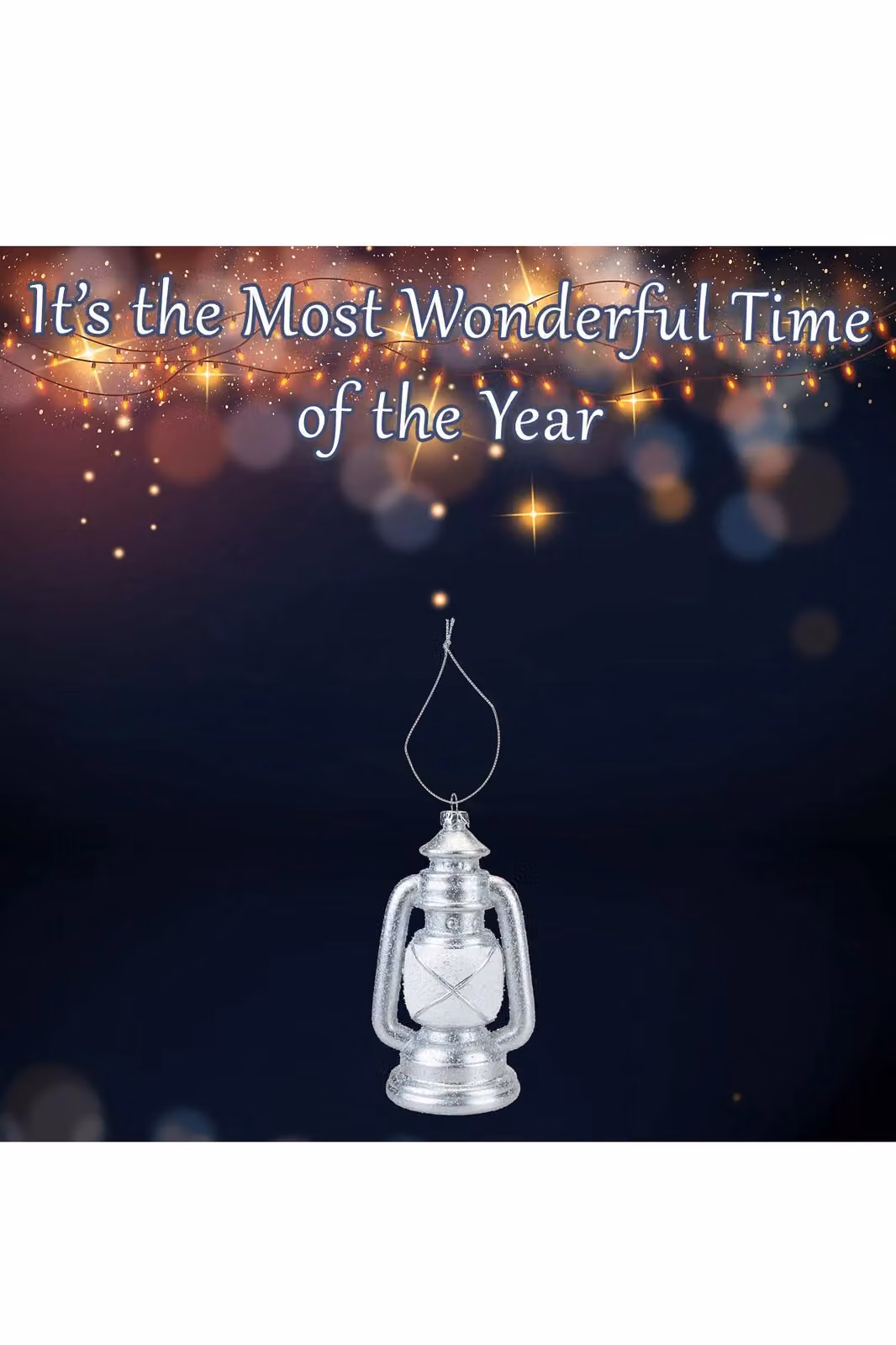 VFM e-Store White and Silver Glitter Lamp Christmas Tree Ornament, H 15.5 x W 8 x D 6.5 cm – 2