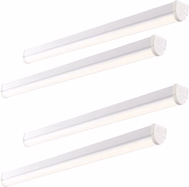 Loops 4 Pack 5ft Emergency LED Batten Light, 41W Cool White, Gloss White & Opal
