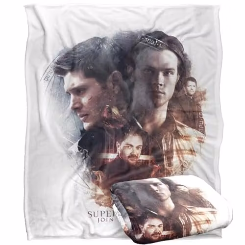 LOGOVISION Supernatural Sam Dean Crowley Circle Silky Touch Super Soft Fleece Throw Blanket, Multicolour, W: 152 cm, D: 127 cm – 1