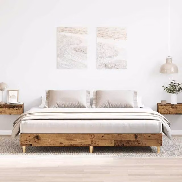 Berkfield Home Old Wood Bed Frame in Brown, Engineered Wood, 160 x 200 cm – 1