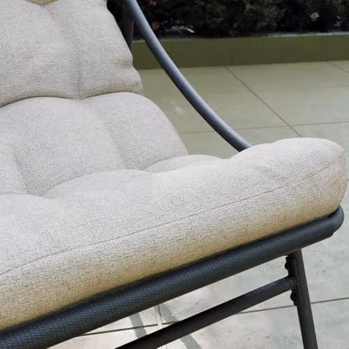 Charles Bentley Anthracite Steel Rocking Recliner Chair with Beige Olefin Cushions – 3