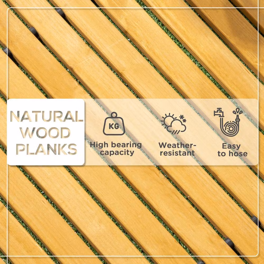 OUTSUNNY Rollable Wooden Garden Pathway in Tan, W: 180 cm, D: 60 cm – 3