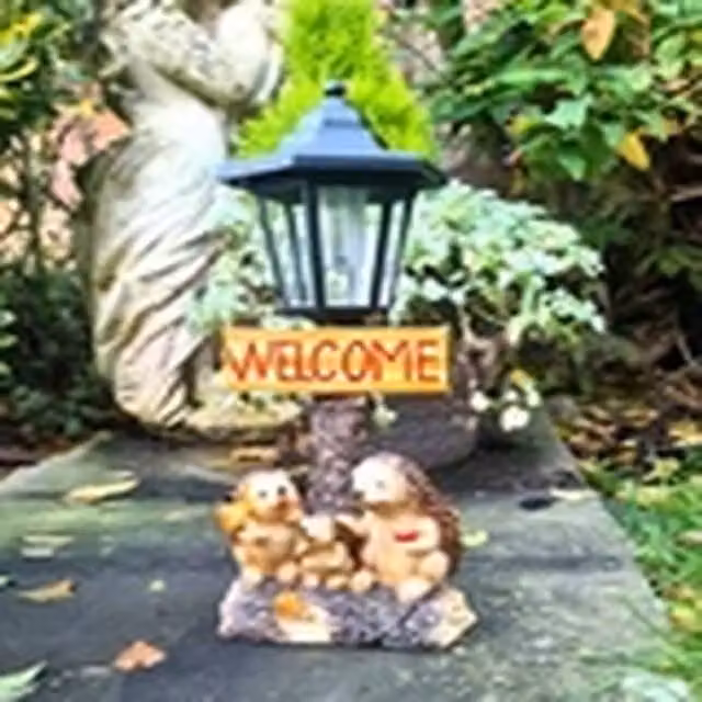EONLION Solar Powered Hedgehog Garden Ornament Welcome Lamp, Multicolour, H: 34.0 cm, W: 15.0 cm, D: 11.0 cm – 1