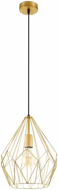 Loops Gold Wire Cage Hanging Ceiling Pendant Light for Hallways, E27 60W