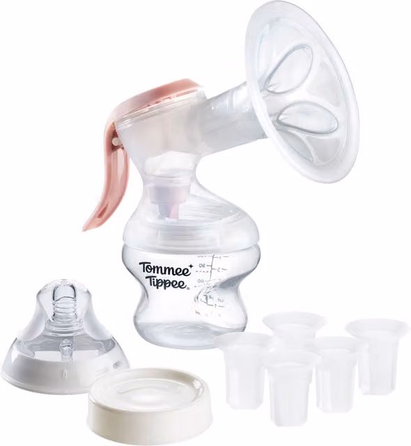 Tommee Tippee Single Manual Breast Pump in Pink and Transparent with Silicone Components