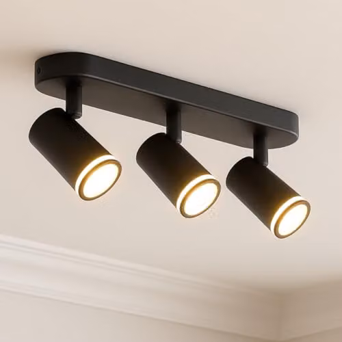 CGC Lighting Solis Black Triple GU10 Adjustable Ceiling Spotlight with Halo Ring