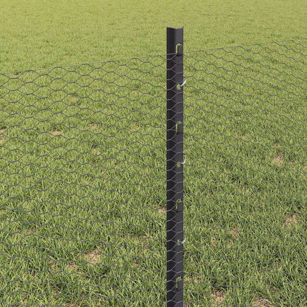 Berkfield Home 11-Piece Steel U-Profile Fence Posts in Grey, Height: 40 cm – 3