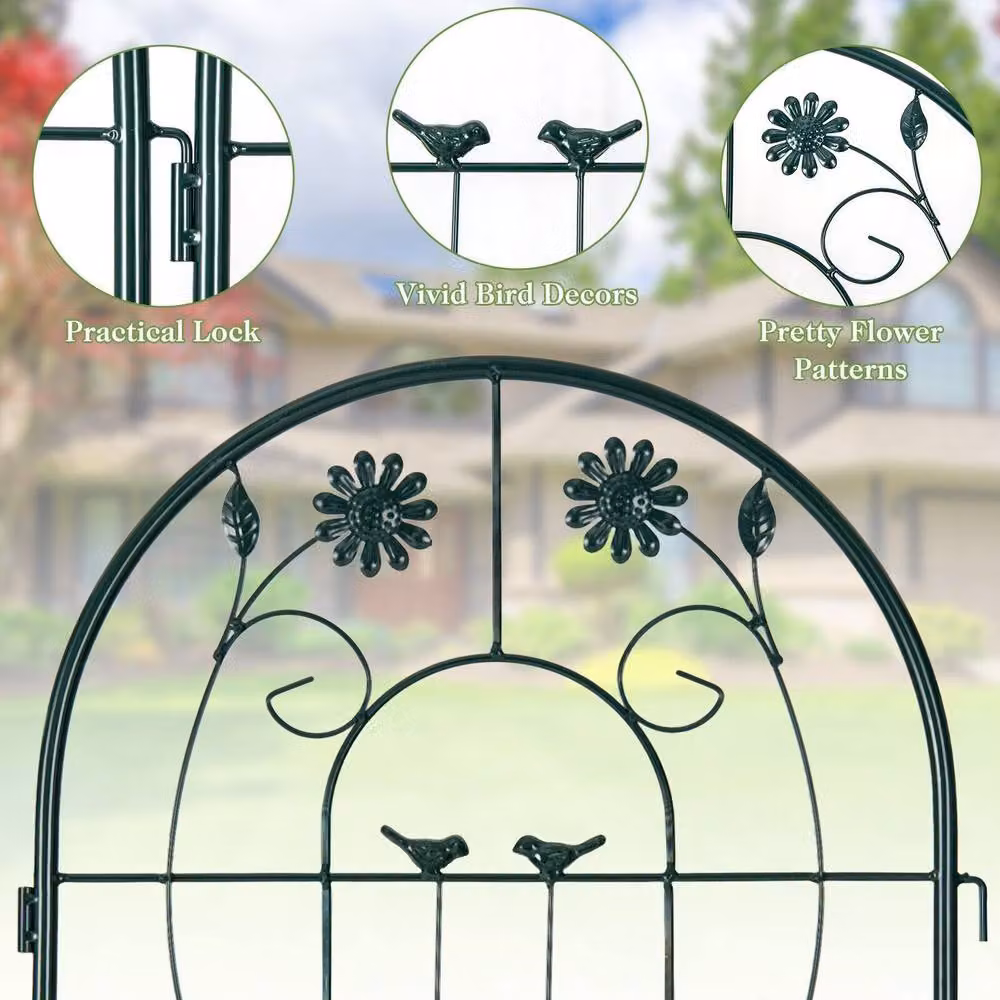 Costway 2 Pack Metal Garden Trellis Plant Support for Climbing Plants in Green, H 220 cm x W 50 cm – 5