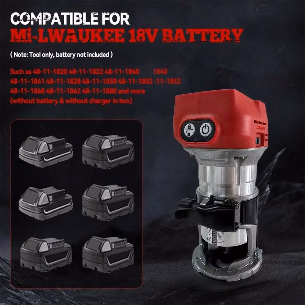 FLAVORA 6-Speed 18V Cordless Benchtop Woodworking Router in Red – 4