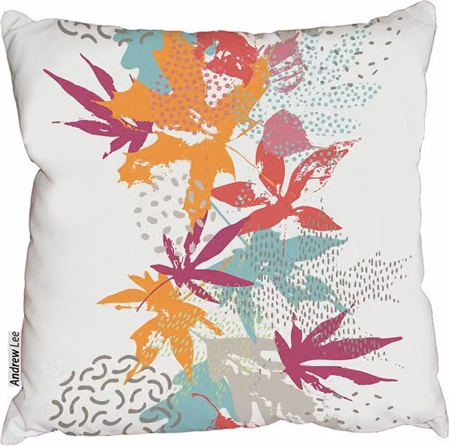 Andrew Lee Abstract Autumn Colours Square Cushion, Orange and Multicolour, W/D/H: 45 x 45 x 1 cm