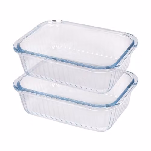 Argon Tableware Optical Rectangular Glass Cake Dish, Transparent, W: 20 cm, D: 15 cm, H: 7 cm