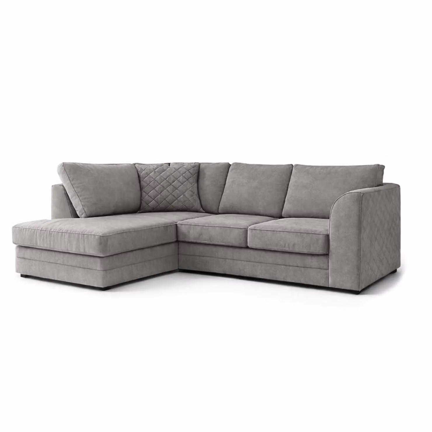 Furnishings For Less UK Grey Quilted Chenille Fabric L-Shaped Corner Sofa, 3 to 4 Seater, Left Hand Facing – 2