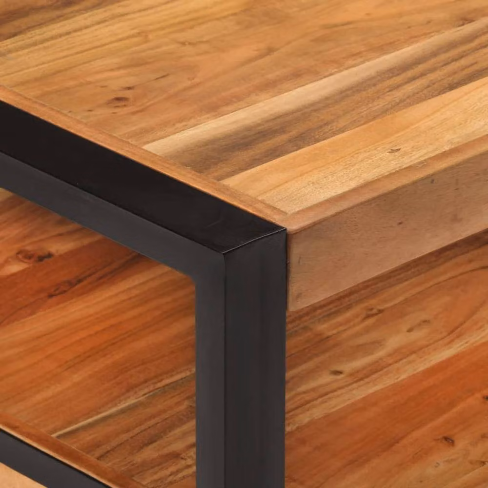 Berkfield Home Industrial Acacia Wood Coffee Table in Brown, W/D/H: 120 x 55 x 40 cm – 3