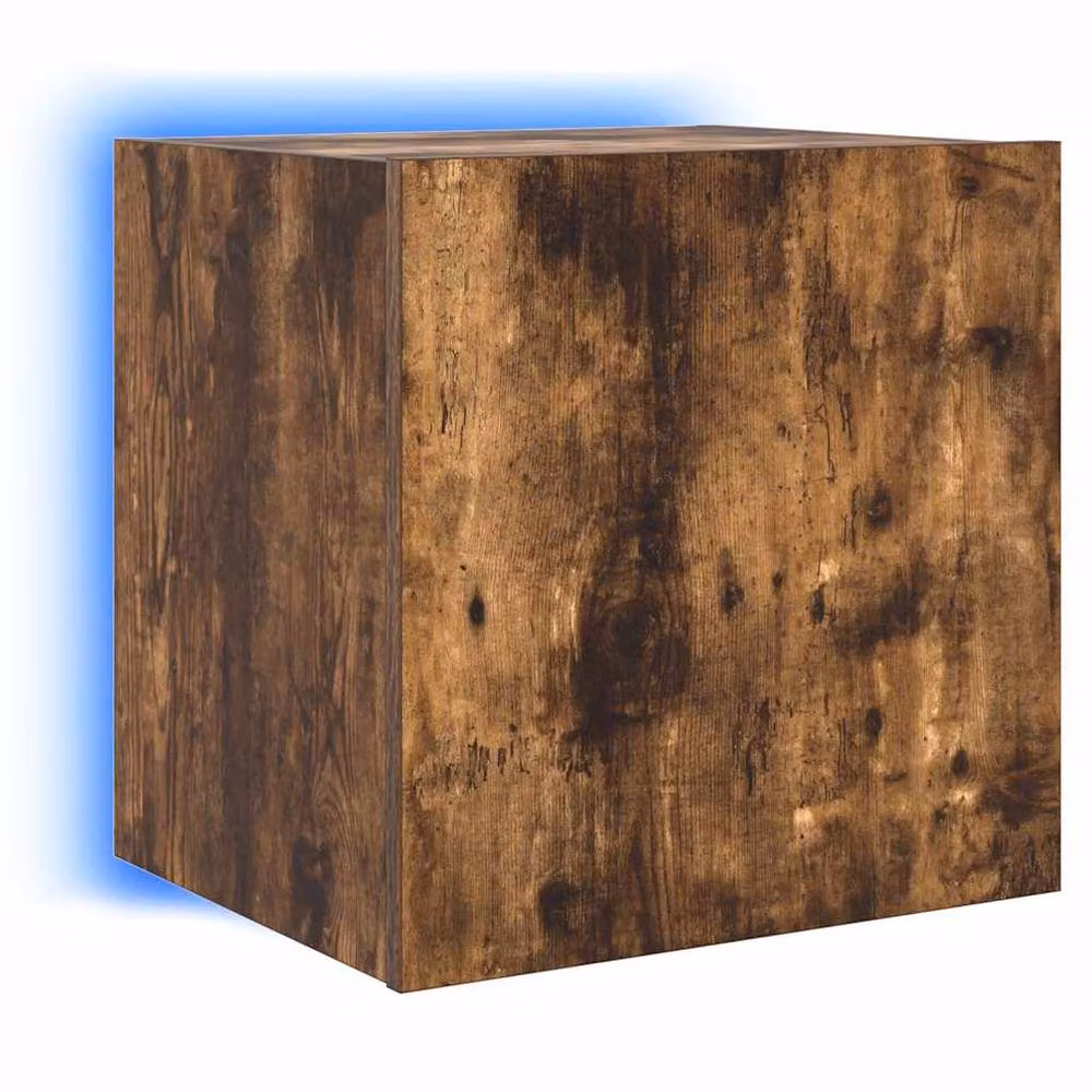 Berkfield Home Modern TV Wall Cabinet with LED Lights in Smoked Oak Brown, W/D/H: 40.5 x 35 x 40 cm – 4