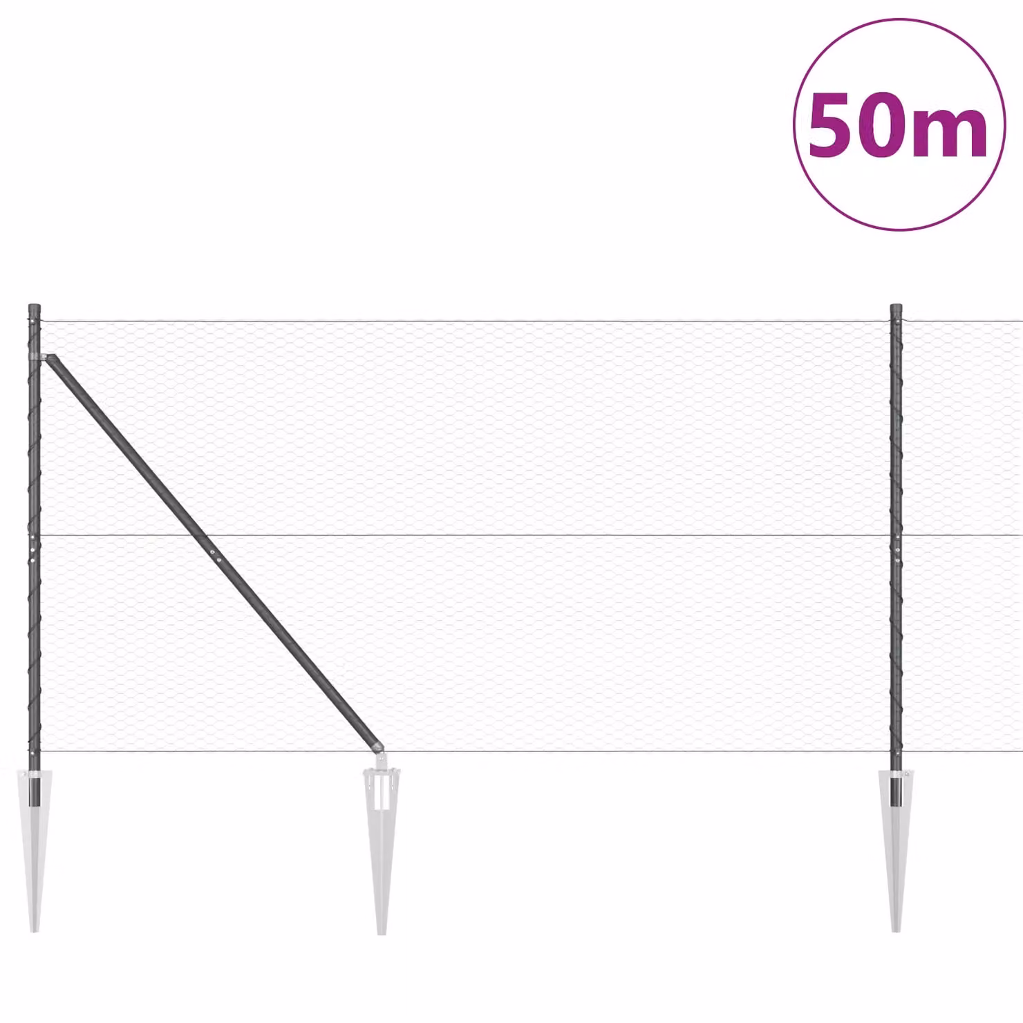 Berkfield Home Grey Steel Hexagon Fence, H: 1.2 m x L: 50 m – 1