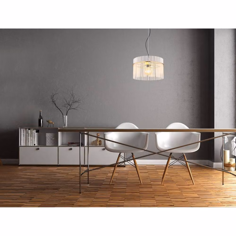 Netlighting Gorley Pendant Ceiling Light in Gold/Brass with Matt Opal Glass Shade, E27 – 3