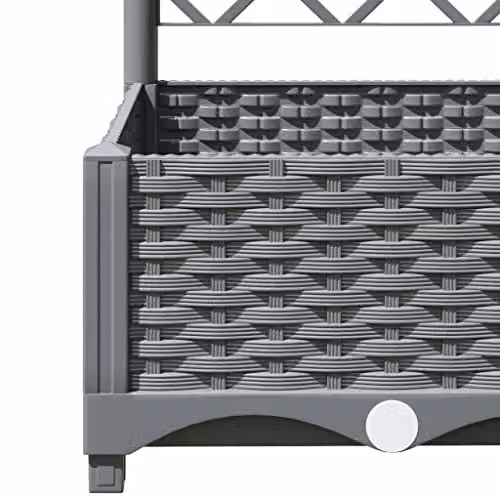 vidaXL Grey Plastic Garden Planter Tub, W/D/H: 40 x 40 x 121.5 cm – 3