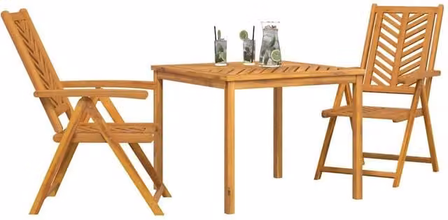 Berkfield Home Charming 3 Piece Garden Dining Set in Brown Solid Acacia Wood W/D/H: 200 x 90 x 40 cm