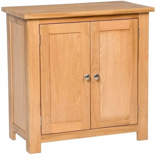 FORGEVIO Small Solid Oak Storage Cupboard and Shoe Organiser in Light Oak