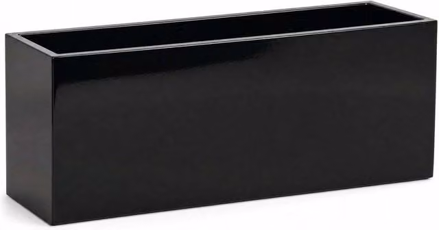Glossy Black Zinc Galvanised Steel Trough Planter with Liner W/D/H: 120 x 40 x 40 cm
