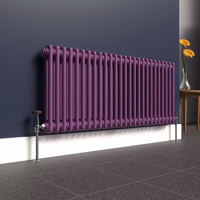 Lux Heat Horizontal 2-Column Steel Radiator in Purple, W: 119 cm, H: 50 cm