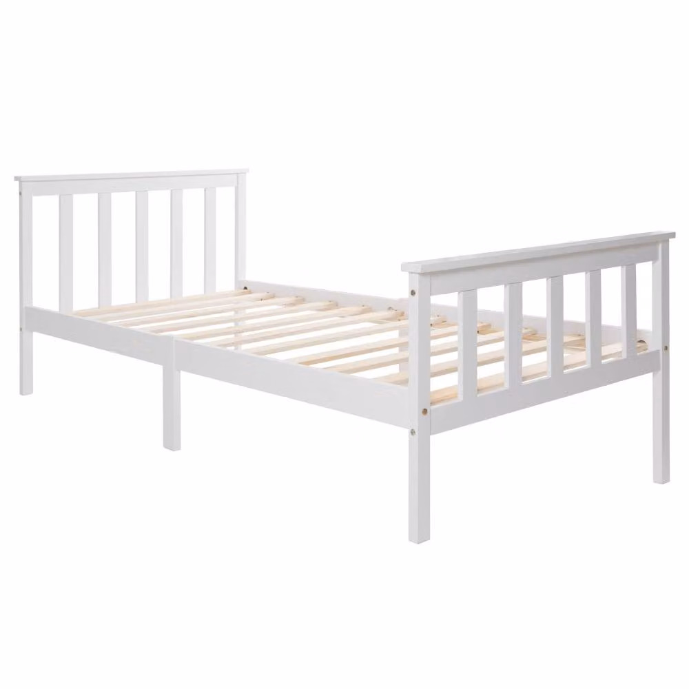ModernLuxe Single Bed Frame in White Solid Pine Wood for Children, W/D/H: 90 x 190 cm – 2