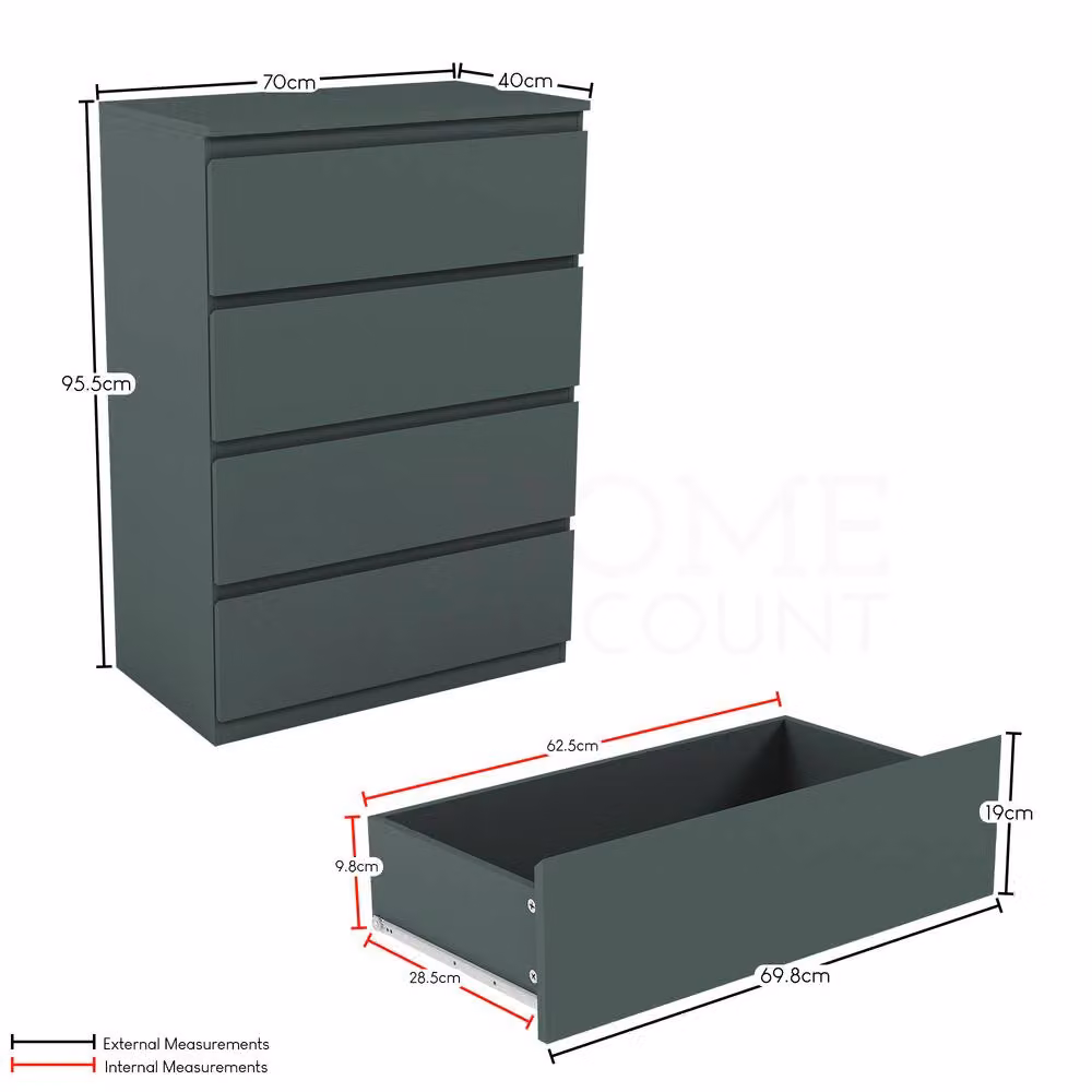 HD Designs Denver 4 Drawer Chest of Drawers in Green – 2