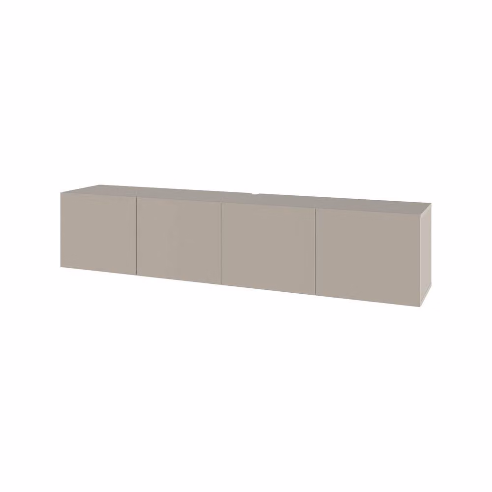 Decortie Combe 2 Pack Wall-Mounted Floating TV Unit in Beige Wood with Soft-Close Drawers and Media Compartments, W: 180 cm, D: 35 cm, H: 38 cm – 2