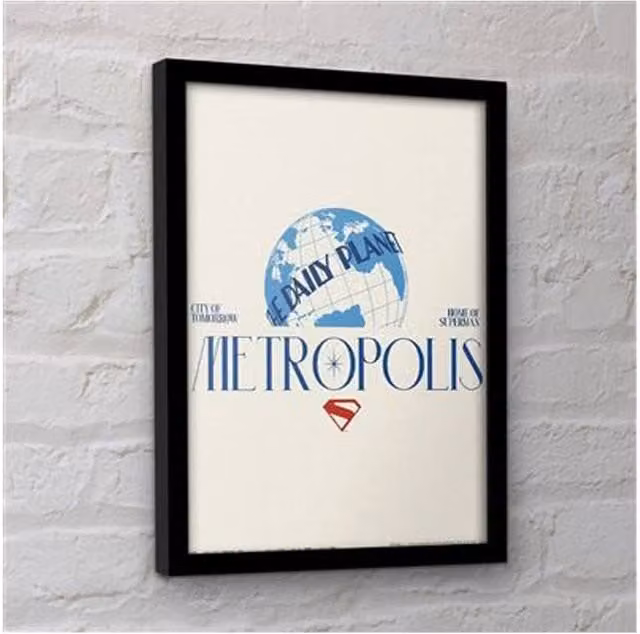Superman Metropolis Graphic Paper Poster in a Black Frame