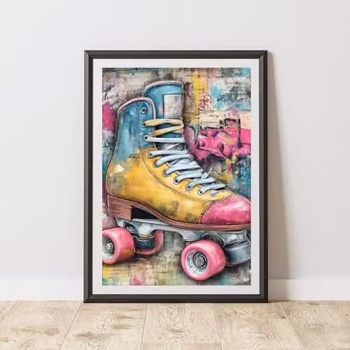 60 Second Makeover Roller Boot Graffiti Print Urban Street Art Paper Poster, Multicolour, A4